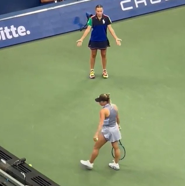 Putintseva didn't look at the ball girl as she caught the third ball, while the young girl held out her arms almost in disbelief at what had just happened