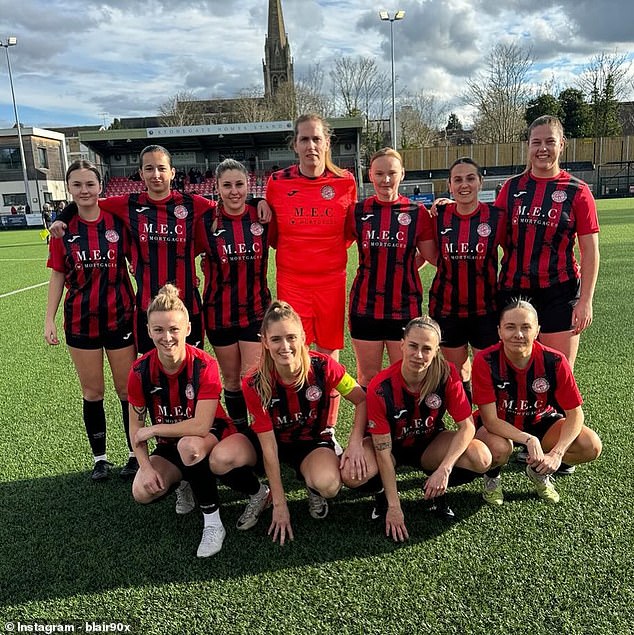 Hamilton is pictured with teammates at her former club Saltdean Women, from last season