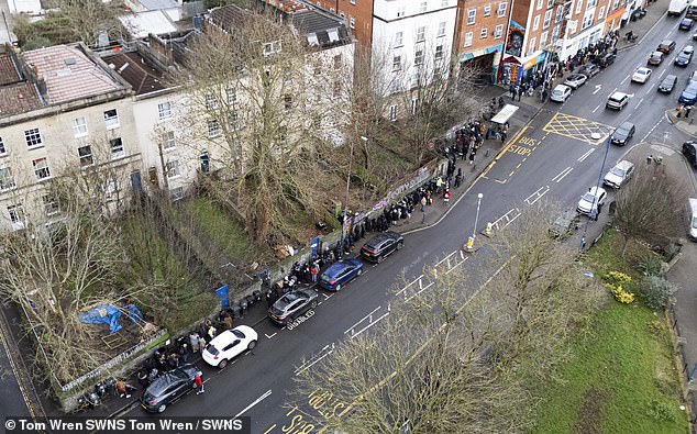 The NHS dentistry crisis has been brewing for years, with some Britons being forced to pull their own teeth with pliers or travel abroad to see a dentist due to a lack of places in the UK. Others have been queuing from 4am to get a spot at dental practices that have opened their lists to NHS patients. Pictured is the queue of people outside Saint Pauls Dental Practice, in St Paul's, Bristol, which police were forced to break up earlier this year