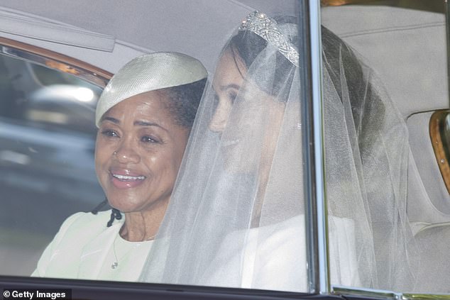 Doria and Meghan driving to St George's Chapel in May 2018