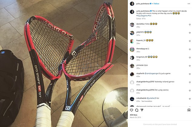 Putintseva has previously taken her anger out on her rackets before writing about it online