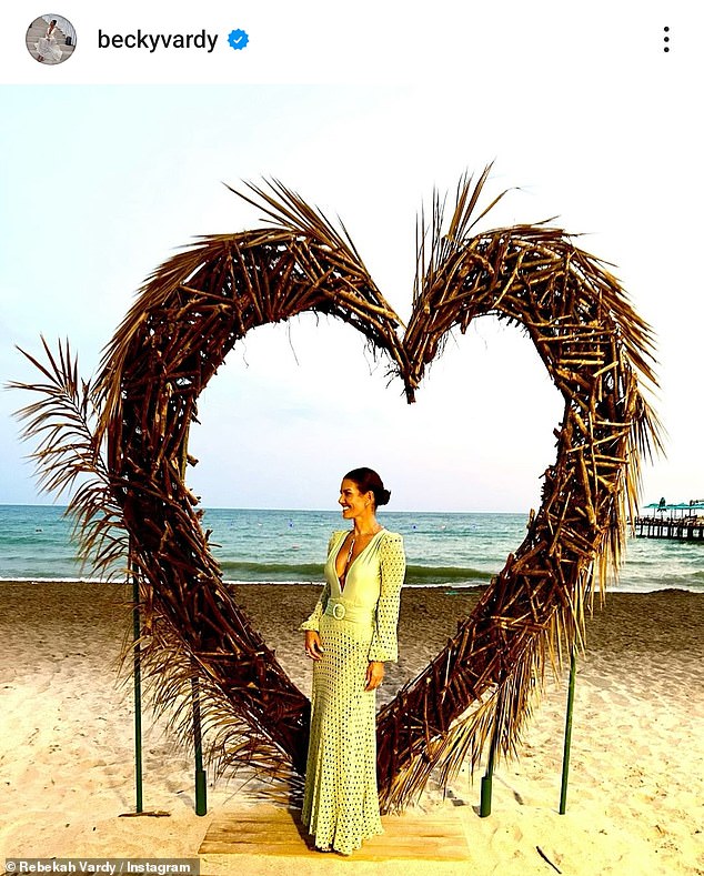 She also shared a glimpse of her sunny destination, sharing photos from the beach and poolside