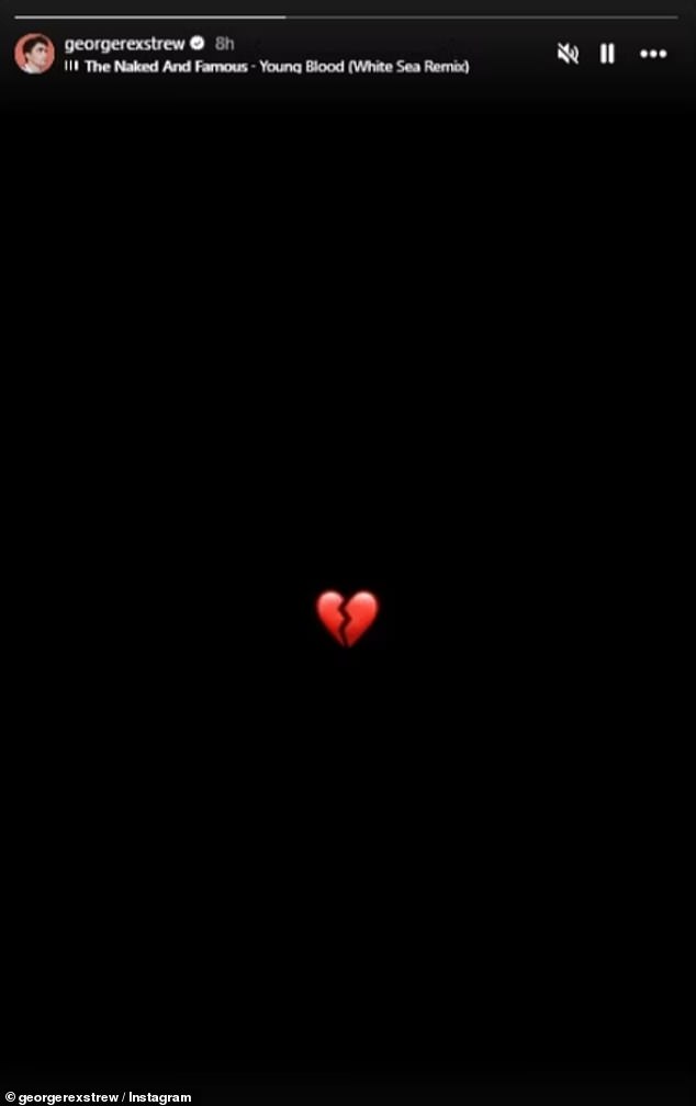 George Rexstrew, who plays Edwin, shared his grief when he posted a broken red heart emoji against a black screen on Instagram