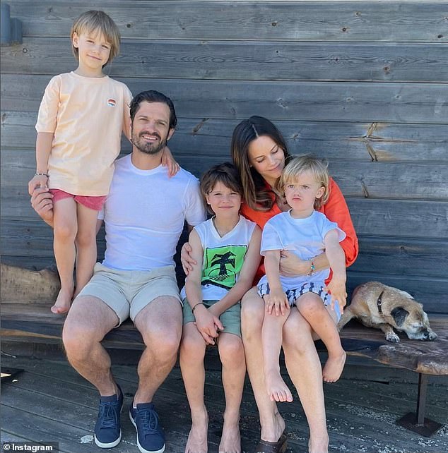 Prince Carl Philip's 39-year-old wife (pictured with her family) is 