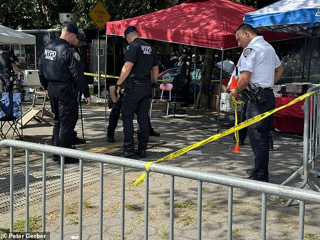 Shots rang out on the 300 block of Eastern Parkway on Monday afternoon, prompting a frenzied response from bystanders