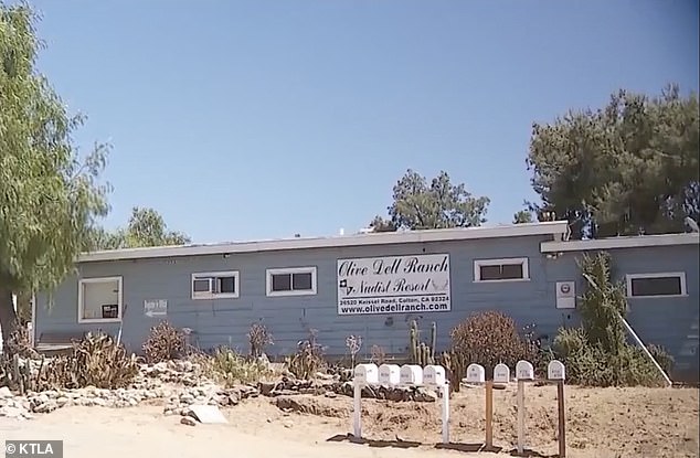 The house is located next to where the couple lived, in the Olive Dell Ranch nudist colony (seen here)