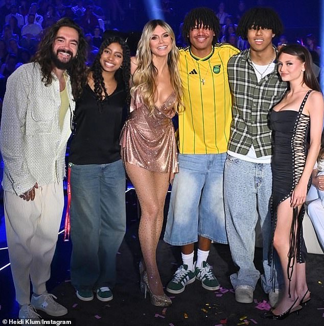 The Home rocker is stepfather to Klum's four children - (from L-R) daughter Lou, 14; son Henry, almost 19; son Johan, 17; and daughter Leni, 20 - with ex-husband #2 Seal and ex-boyfriend Flavio Briatore