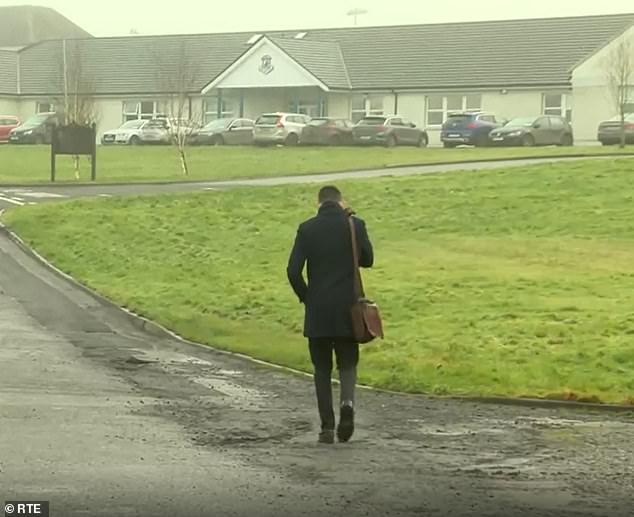 Enoch Burke is seen arriving at Wilson's Hospital School in January 2023, defying the court order after being discharged