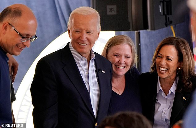 President Joe Biden and Vice President Kamala Harris greet union members