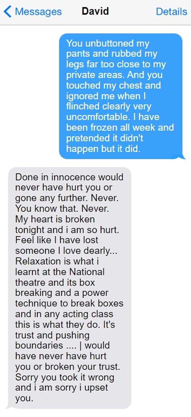 Jaanz sexually abused a student who had ties to his now-closed music academy in Oakleigh, in Melbourne's south-east (pictured are text messages between Jaanz and the student he abused)