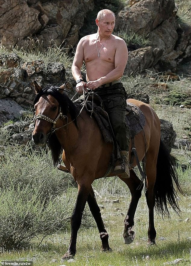 Vladimir Putin on horseback in Siberia, Russia in 2013. Putin has long been interested in anti-aging, but there now seems to be a new urgency to pursue 'active longevity'