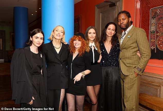 The cast made sure to get a quick photo of the screening, with Lily and playwright Jeremy O. Harris also joining in for a group photo (Photo from left to right: Lily Collins, Carrie Coon, Natasha Lyonne, Elizabeth Olsen, Katherine Waterston and playwright Jeremy O. Harris)