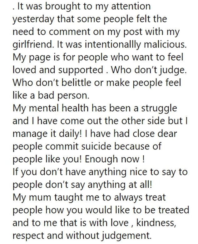 Nat revealed she's lost close friends to suicide because of people like the 'trolls' in her Instagram comments