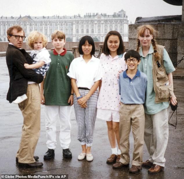 Farrow understandably felt betrayed when she discovered Woody's (left) secret affair with her 21-year-old adopted daughter Soon-Yi Previn (3-R) in January 1992, and seven months later she publicly accused him of abusing her seven-year-old adopted daughter Dylan Farrow.