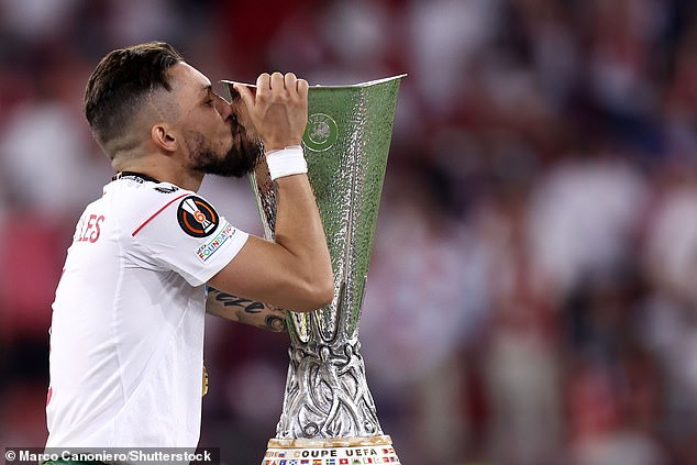 Alex Telles spent his final season at United on loan at Sevilla, where he won the Europa League