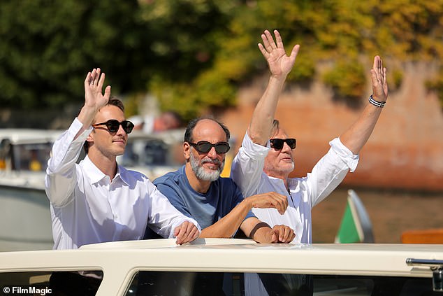 The group waved as they arrived at the event