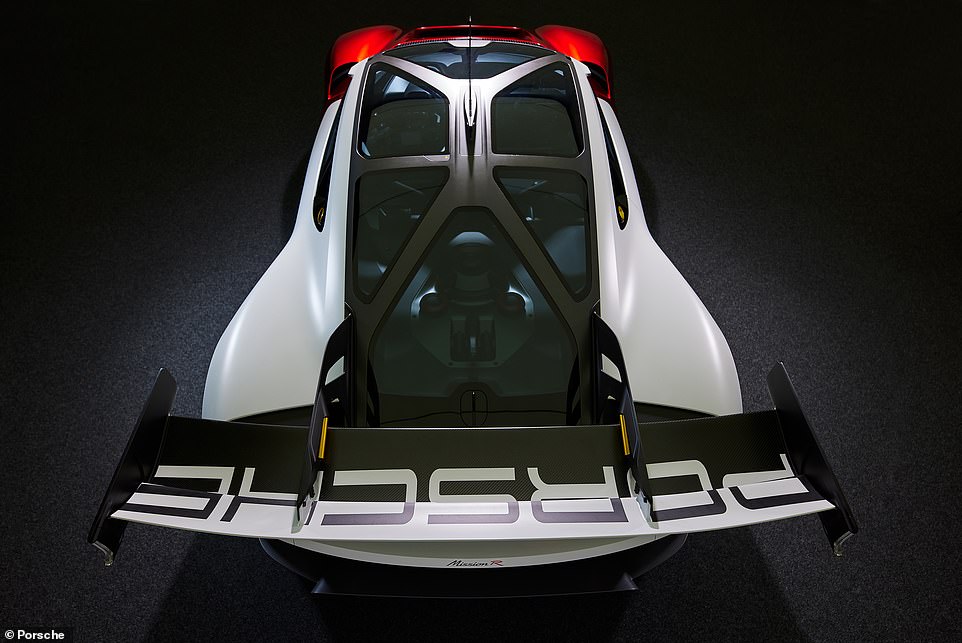 The X-frame pedestal is designed to replicate the exoskeleton roof design of the Mission R concept