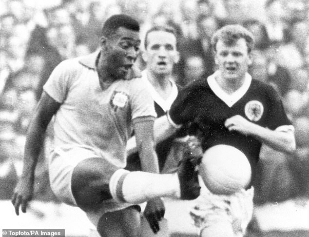 Bremner in action against Pele, who praised him as one of the best players of his generation