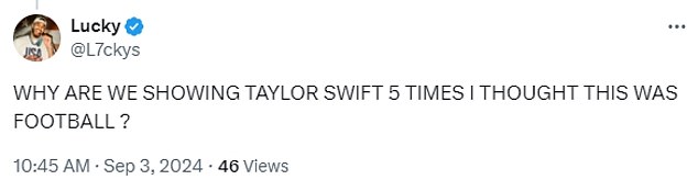 Football fans are not happy with the amount of attention Swift is getting in the promo