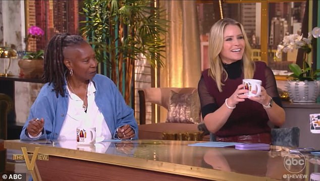 Sara (right) was also a fan of the new mug design, as Whoopi claimed the new studio was a 