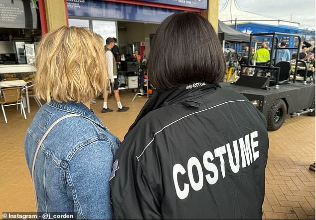 On Tuesday, James shared a photo of Joanna Page and Ruth Jones' backs, with the caption: 'Day 2. One last time on the island'