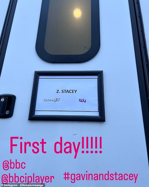 Joanna also posted a message, sharing a photo of her trailer with the caption: 'Oh my god, we're starting! I'm so excited!!'