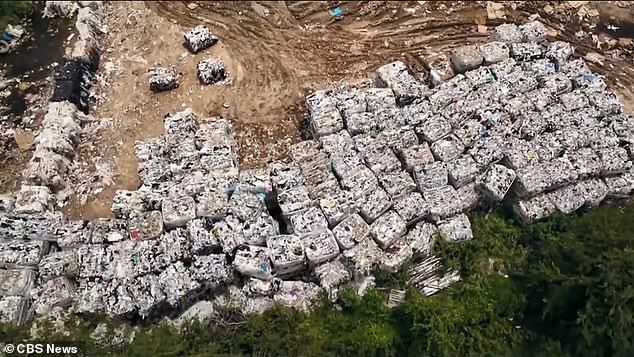 Nine of the AirTags ended up 20 miles outside of town at a waste management company called Wright Waste Management. Drone footage shows piles of plastic more than 10 feet high littering the site