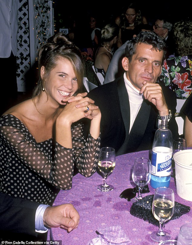 The supermodel, who has been sober for more than 20 years, revealed her alcoholism in her memoir Life, Lessons, and Learning to Trust Yourself, which was released in Australia on Tuesday. Pictured with Yann Gamblin in 1990