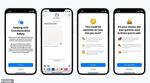 Apple launched its Communication Safety tool in the US in 2022. The tool, which parents can opt into or out of, scans images sent and received by children in Messages or iMessage for nudity and automatically blurs them.