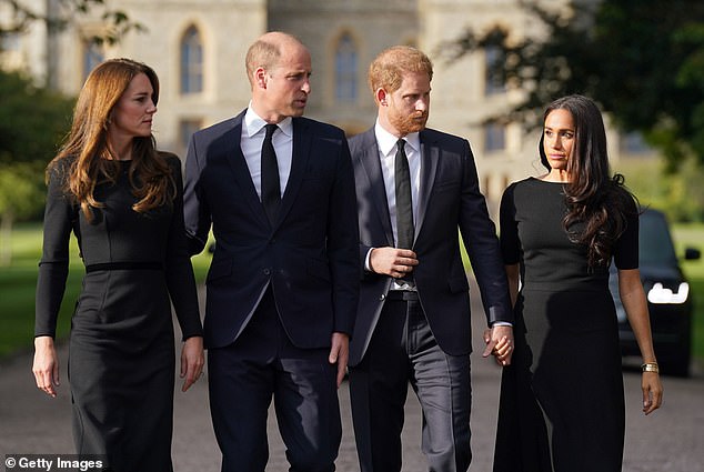 Kate, William, Harry and Meghan were photographed together at Windsor Castle in the days following the Queen's death at Balmoral Castle