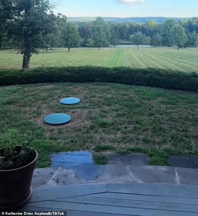 Pictured: A view of the couple's expansive garden at their country home, where they moved last summer before getting married