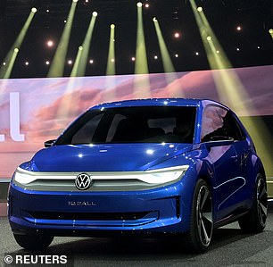 The electric Volkswagen ID.2 (ID.2all concept pictured left) is expected to go on sale in 2026 for under £22,000