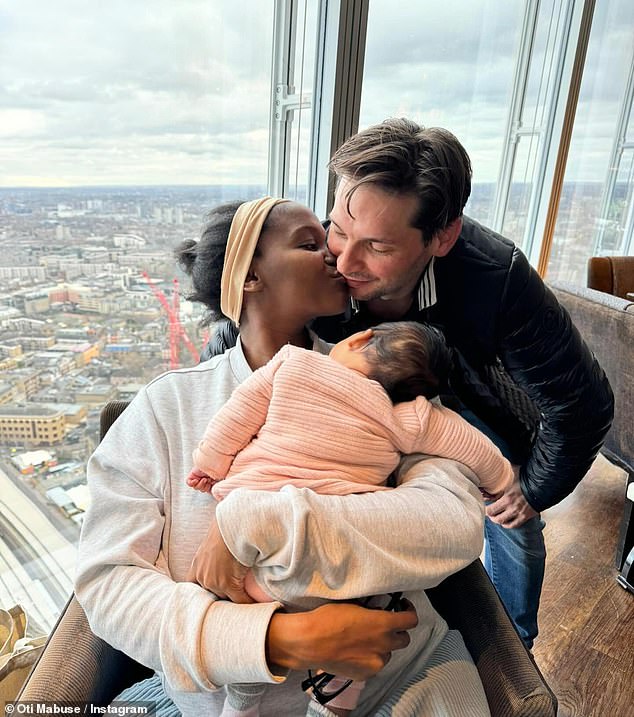 Oti and her husband Marius Lepure, 41, became parents in November to their baby, who was born prematurely with an infection. They spent six weeks in intensive care.