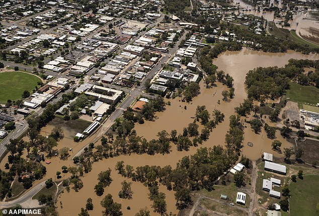 The firefighter said the likelihood of extreme weather events has increased over the past two decades and is becoming increasingly devastating (pictured: Floods in Moree, NSW, in 2022)