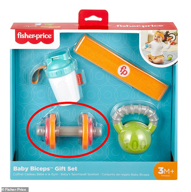 The dumbbell is one of four tours in the Baby Biceps gift set