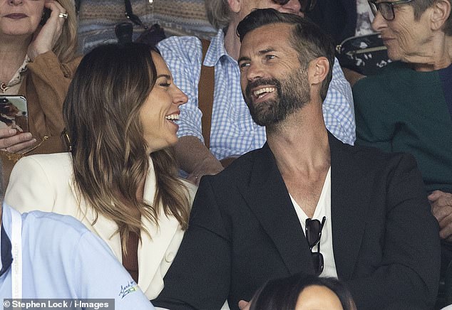 Weeks after going public with their relationship at Glastonbury Festival, Mel and Chris looked loved up as they sat together at Wimbledon