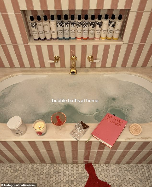 London-based lifestyle influencer Matilda Bea shared a list of her most joyful activities, including 'bubble baths at home', 'making holiday plans', 'hosting dinner parties' and 'a well-stocked fridge'