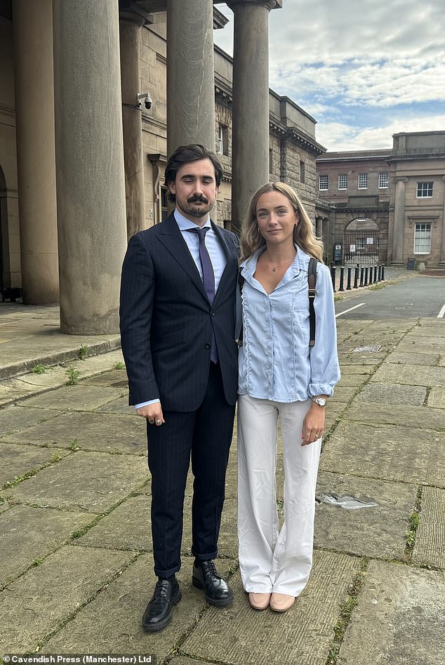 Felicity Calveley outside Chester Crown Court with her current boyfriend Alex Gattward