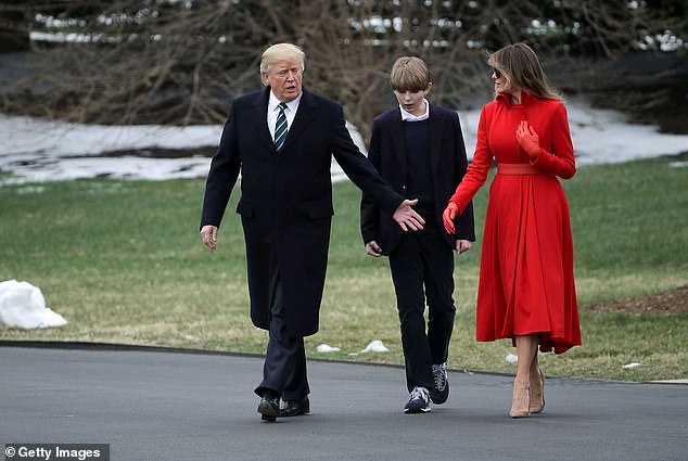 Trump, Melania and Barron in the White House in 2017