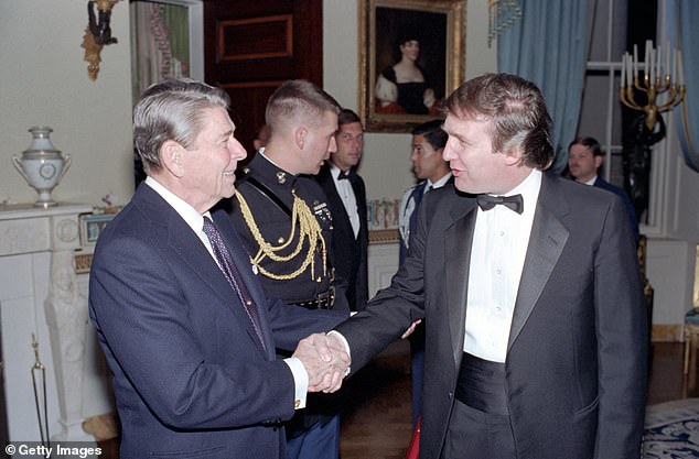 The actor believes Reagan could beat Trump in a primary race. Reagan and Trump are pictured in the White House in 1987