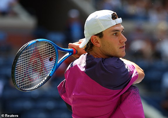 Tennis - US Open - Flushing Meadows, New York, United States - September 4, 2024 Britain's Jack Draper in action during his quarter-final against Australia's Alex De Minaur REUTERS/Andrew Kelly