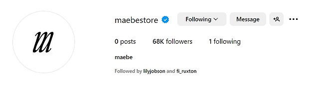 This came after an Instagram account called Maebe store popped up and quickly gained a following. The account now has over 68,000 followers and only follows one person - Molly-Mae