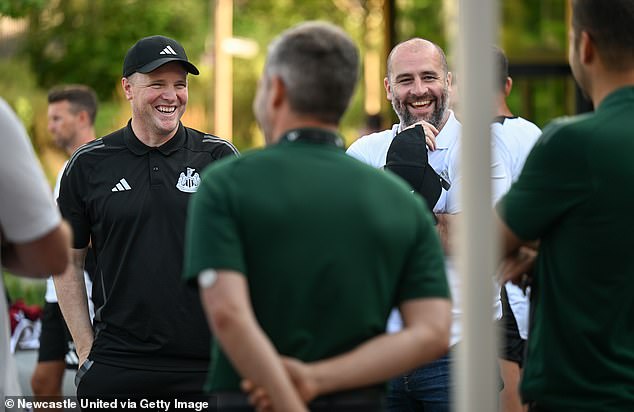 Mitchell accompanied Newcastle manager Eddie Howe (left) and his players to Germany for pre-season training