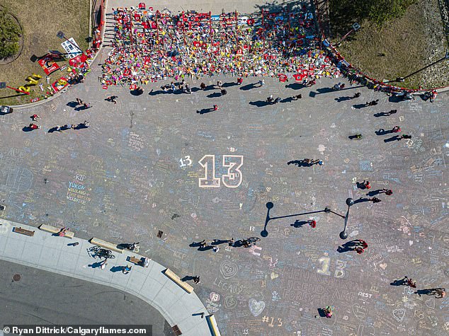 Thousands of fans have written tributes to the late NHL veteran Johnny Gaudreau at the home stadium of his former team, the Calgary Flames