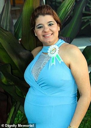 The mother of two is pictured above while pregnant with her second child