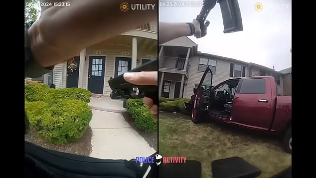 The footage shows police approaching the house where he is believed to have been staying