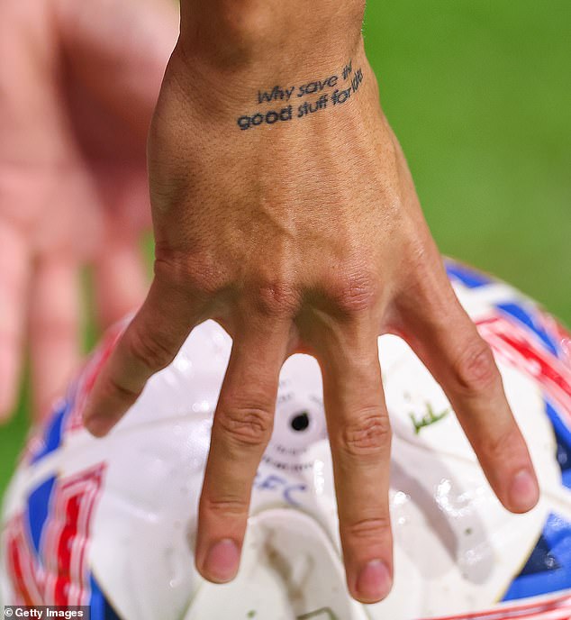 Gibbs-White's motto is: 'Why save the good stuff for later?' - words tattooed on his wrist