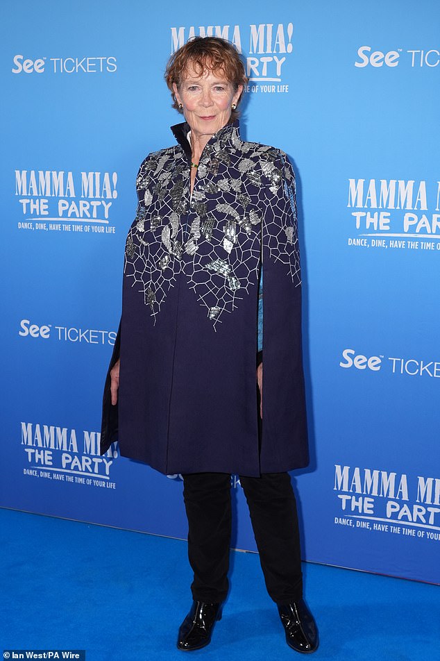 Actress Celia Imrie, 72, looked stunning in a navy blue watch with a silver sequin pattern