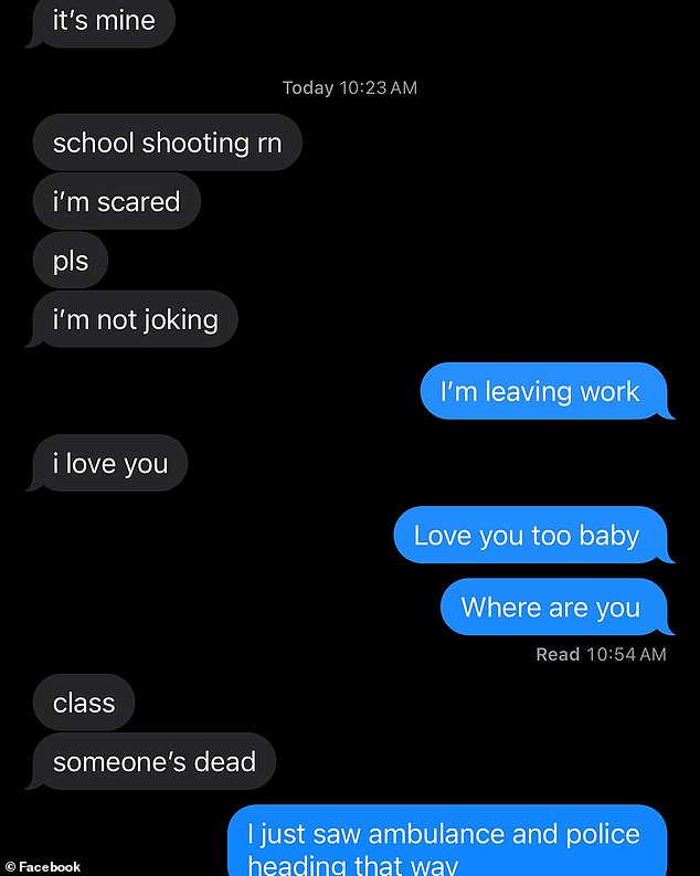 Heartbreaking messages between an Apalachee High School student and his mother have revealed the moment children learned there was an active shooter