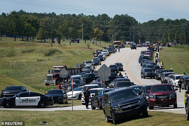 A large police presence descended on Apalachee High School in Winder, Georgia on Wednesday following the tragedy